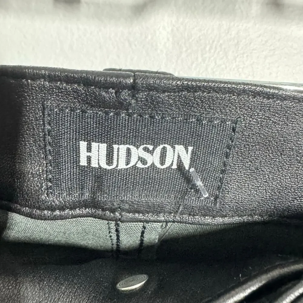 Hudson Jeans Women 24 Nico High Rise Coated Skinny Ankle‎ Jeans Black Moto Goth